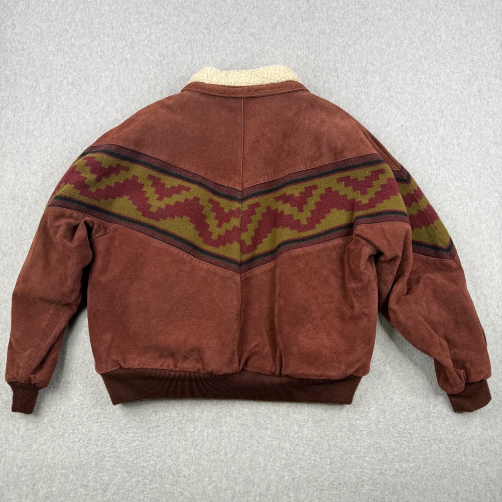 Vintage Mesa Ridge Jacket Mens XL Brown Suede Leather Western Sherpa Lined 90s - Picture 6 of 12